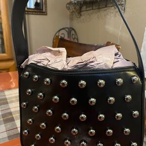 BCBGeneration Black Shoulder Bag with Metallic Accents